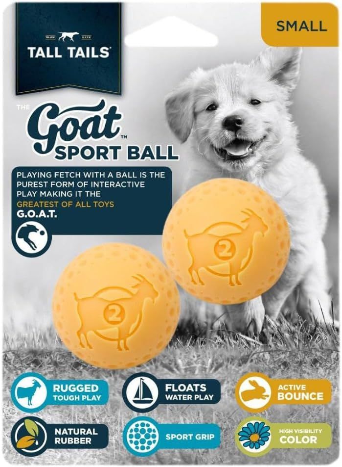 TALL TAILS THE GOAT SPORT BALL SMALL YELLOW 2&quot; 2pk