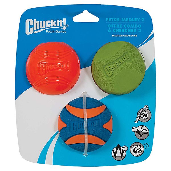CHUCKIT! FETCH MEDLEY MEDIUM 3pk - THE WHISTLER, MAX GLOW &amp; REBOUNCE