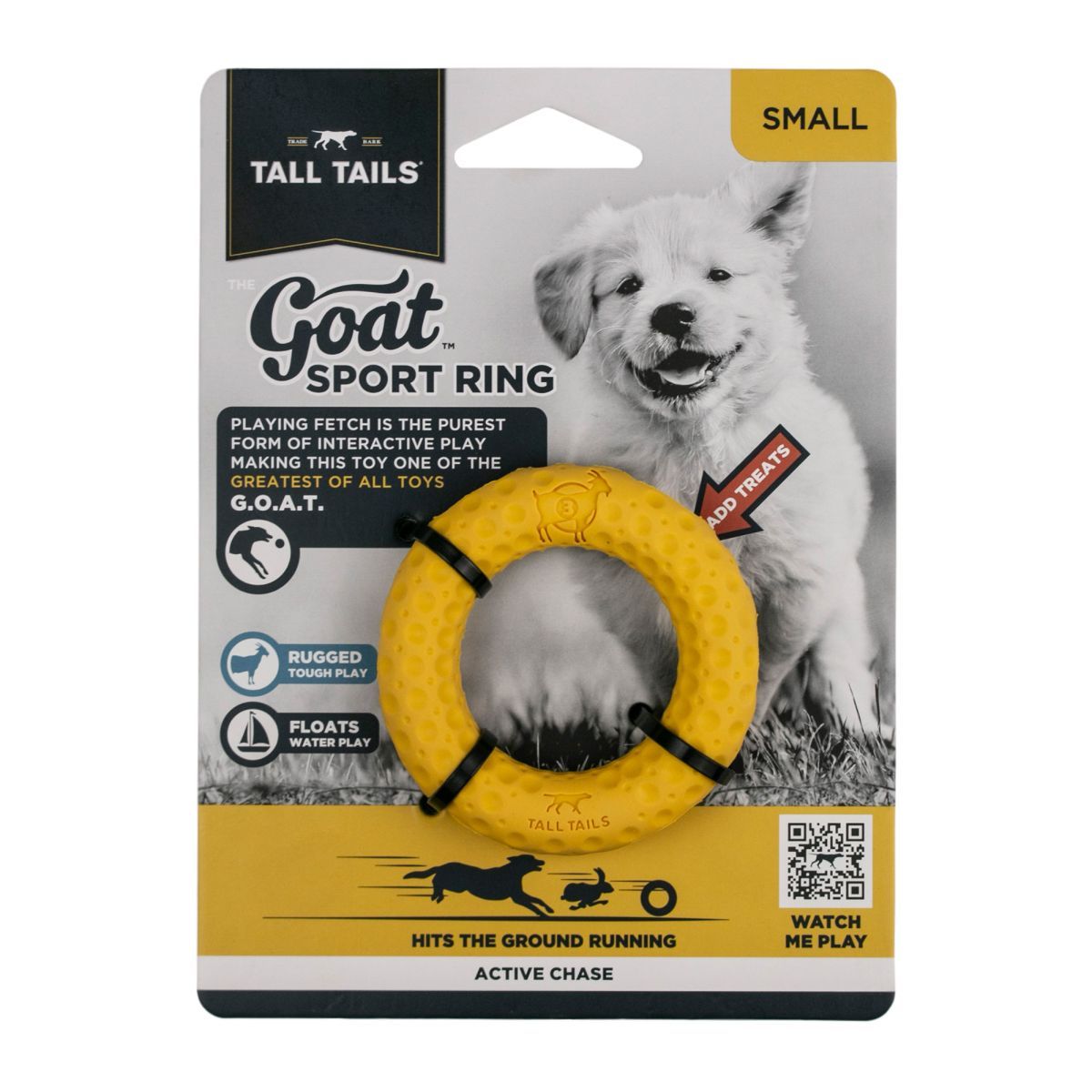 TALL TAILS THE GOAT SPORT RING YELLOW SMALL 3&quot;