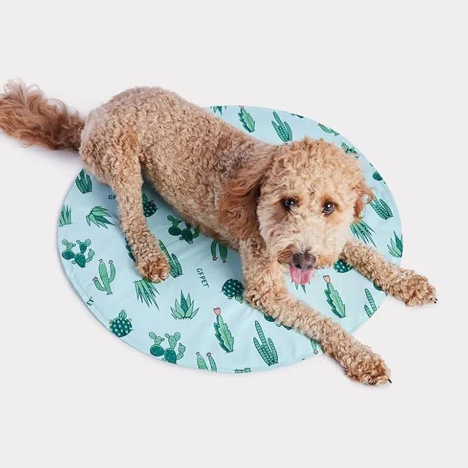 GF PET ROUND ICE MAT AQUA CACTUSES 24&quot;