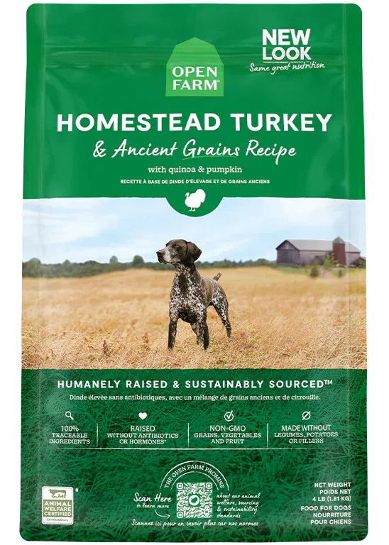 OPEN FARM DOG ANCIENT GRAIN TURKEY 4lb/1.8kg