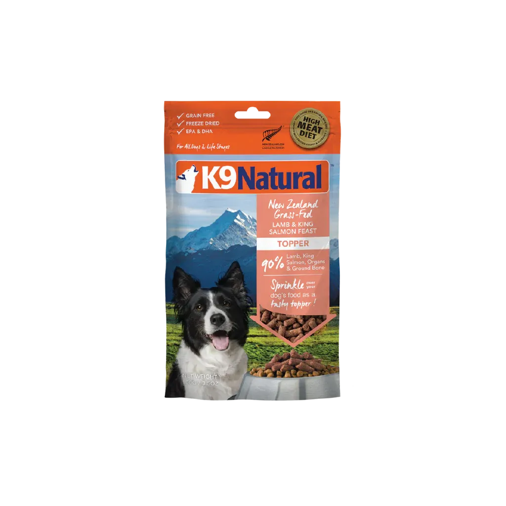 K9 NATURAL FREEZE DRIED LAMB &amp; KING SALMON FEAST TOPPER 3.5oz/100g