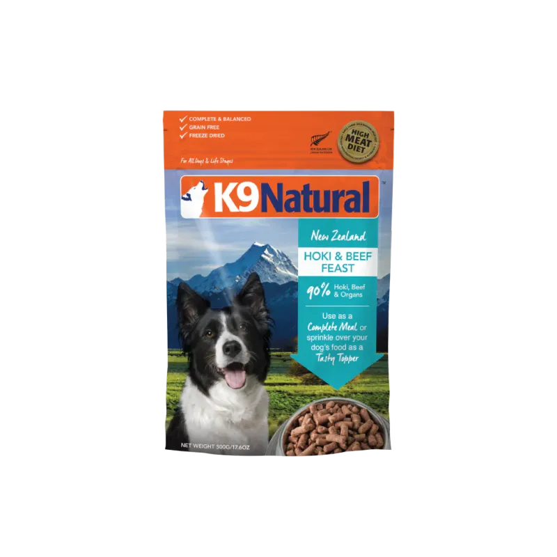 K9 NATURAL FREEZE DRIED HOKI &amp; BEEF FEAST 17.6oz/500g