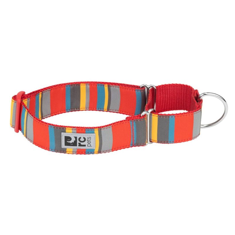 RC PETS ALL WEBBING TRAINING COLLAR MULTI STRIPES 1.5&quot; WIDE MEDIUM 12&quot;-20&quot;