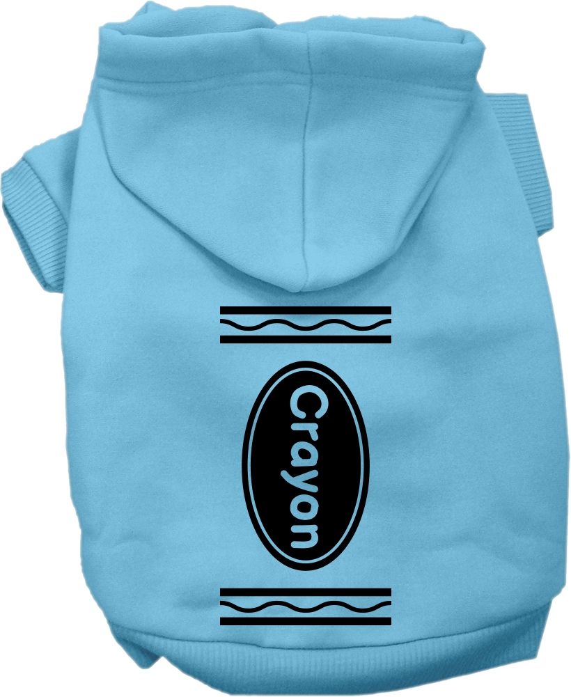 Crayon Costume Screen Print Dog Hoodie Baby Blue Size XL