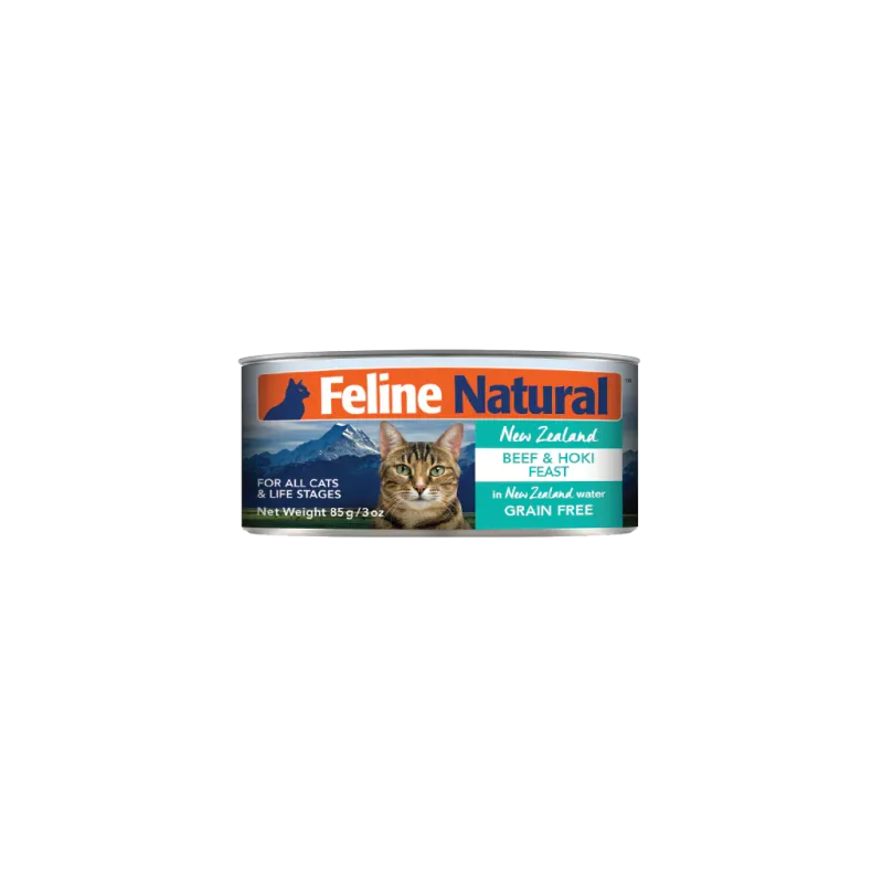 FELINE NATURAL BEEF &amp; HOKI FEAST CAN 3oz/85g