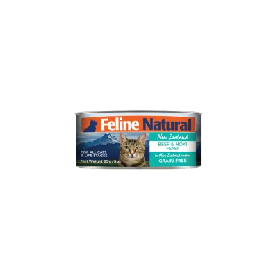 FELINE NATURAL BEEF &amp; HOKI FEAST CAN 3oz/85g