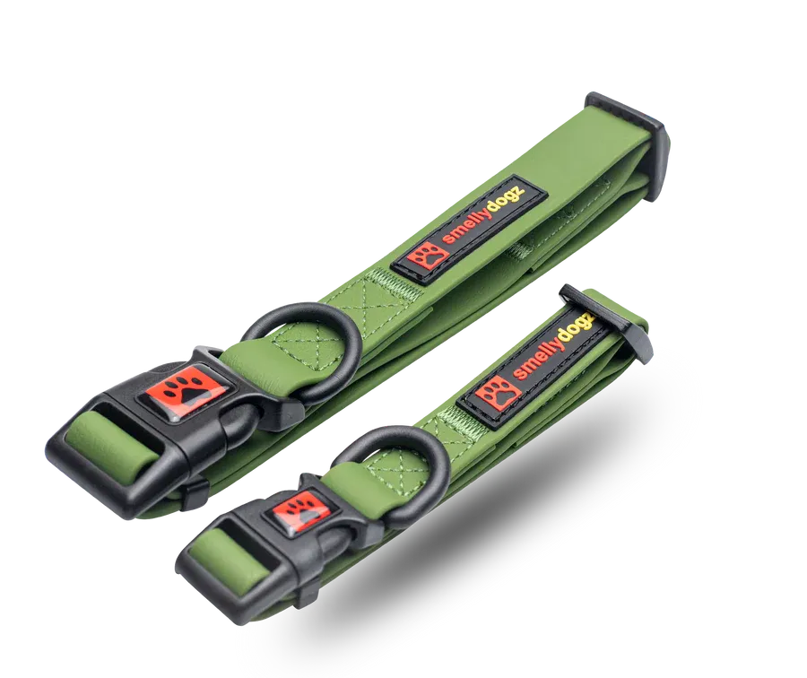 SMELLYDOGZ ADJUSTABLE COMFORT COLLAR GREEN 1&quot; WIDE LARGE