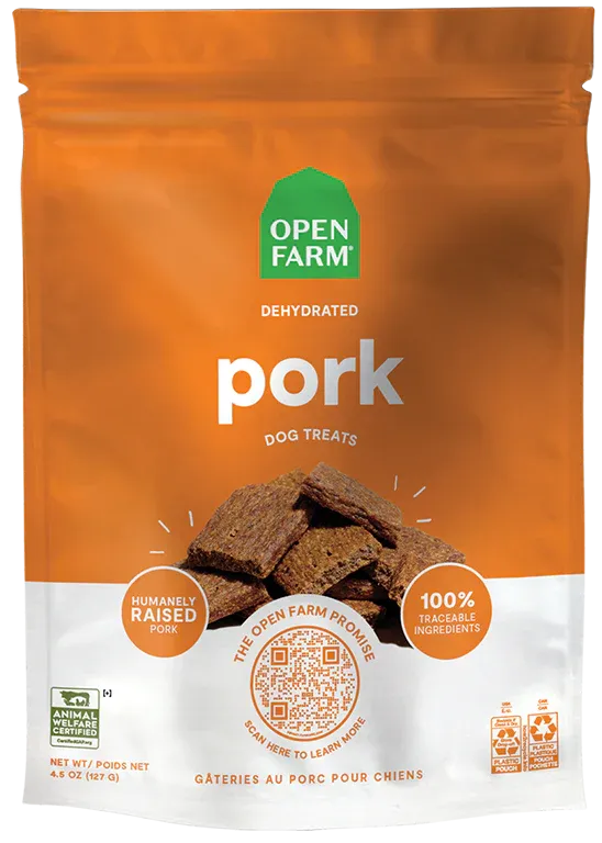 OPEN FARM DOG TREATS DEHYDRATED PORK 4.5oz