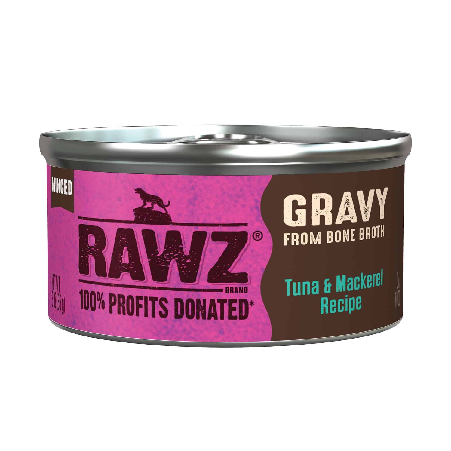 RAWZ CAT TUNA &amp; MACKEREL RECIPE MINCED IN GRAVY 5.5oz/155g