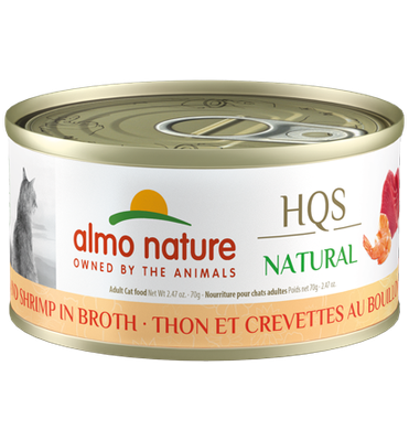 ALMO CAT HQS NATURAL TUNA &amp; SHRIMP IN BROTH 2.47oz/70g