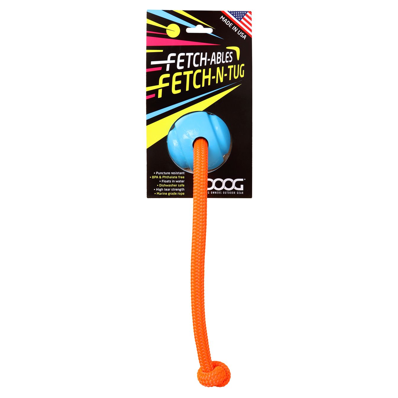 DOOG FETCHABLE BALL WITH ROPE BLUE