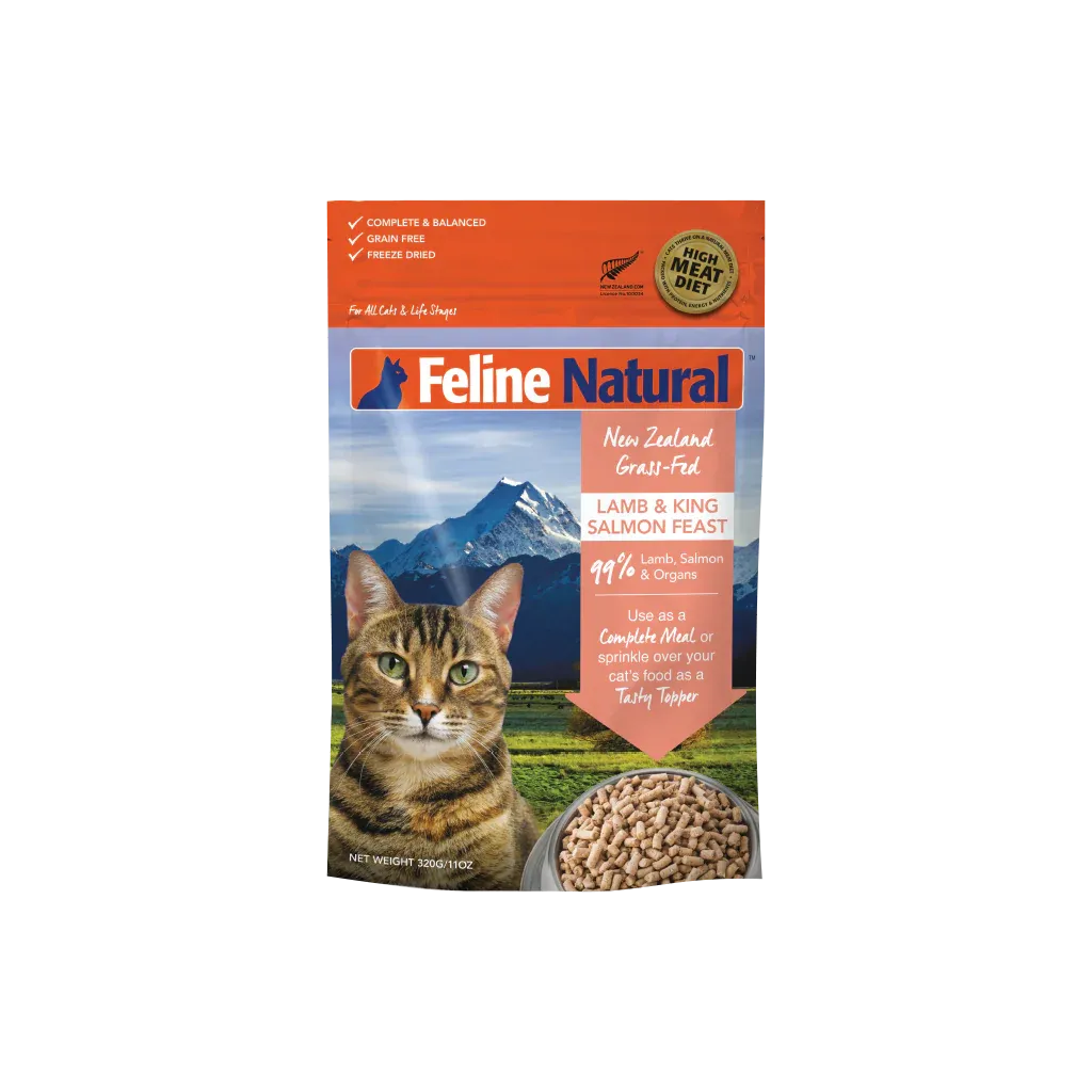 FELINE NATURAL FREEZE DRIED LAMB &amp; SALMON FEAST 11oz/320g