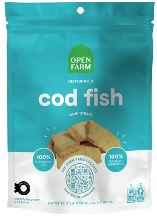 OPEN FARM DOG TREATS DEHYDRATED COD FISH 2oz