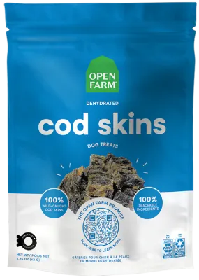 OPEN FARM DOG TREATS DEHYDRATED COD SKINS 2.25oz