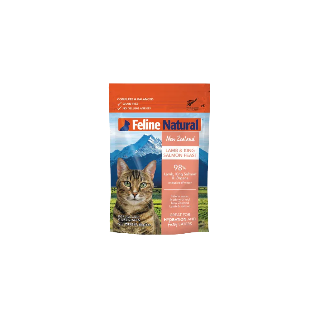FELINE NATURAL LAMB &amp; SALMON FEAST POUCH 3oz/85g