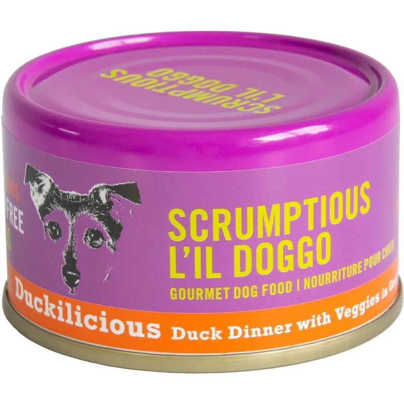 SCRUMPTIOUS L&#39;IL DOGGO DUCKILICIOUS DUCK DINNER WITH VEGGIES IN GRAVY 3oz