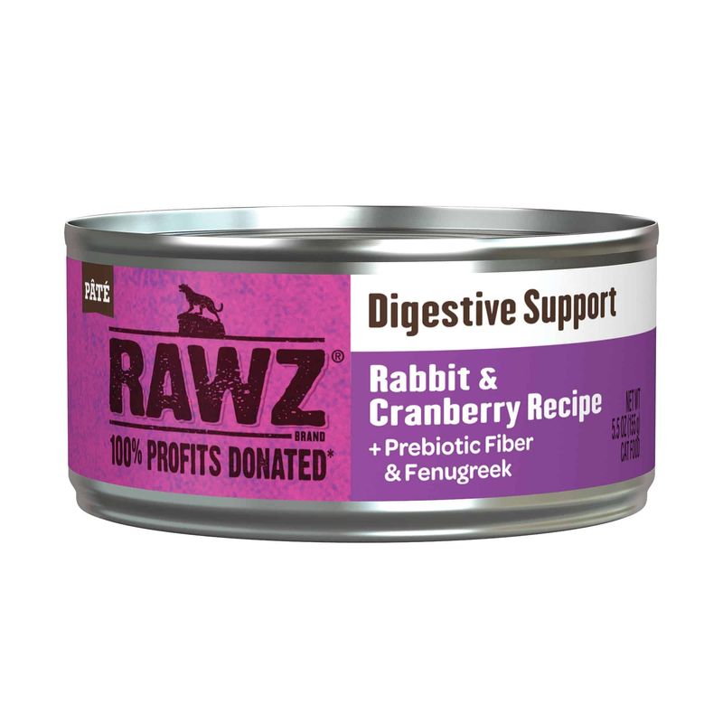 RAWZ CAT DIGESTIVE SUPPORT RABBIT &amp; CRANBERRY PATE 5.5oz/155g