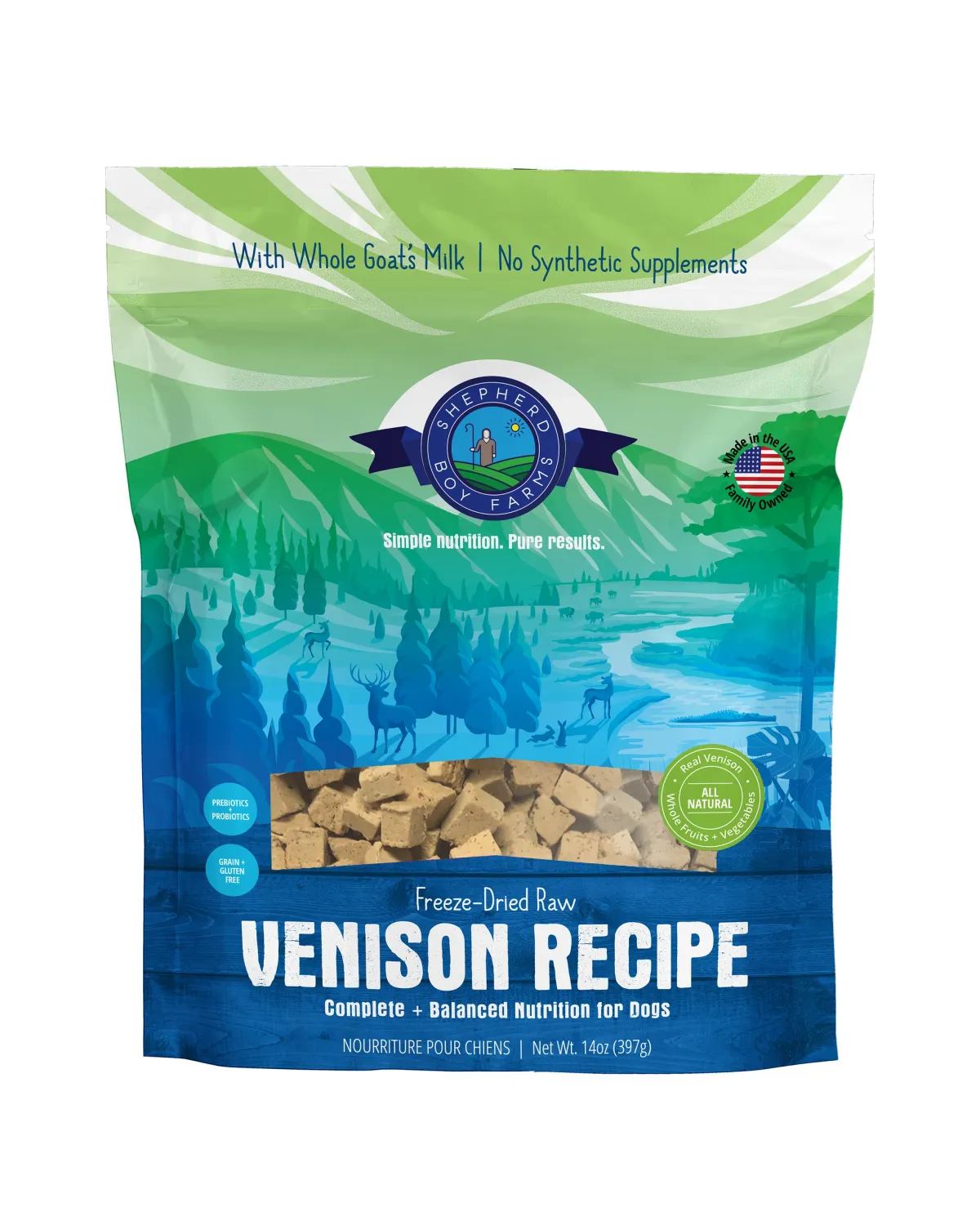 SHEPHERD BOY FARMS FREEZE DRIED RAW VENISON RECIPE 14oz/397g