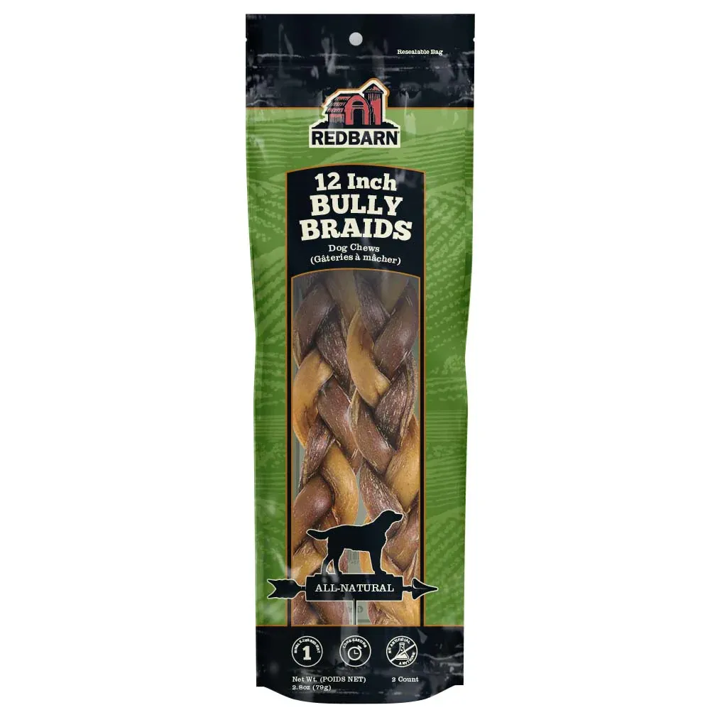 REDBARN BRAIDED BULLY STICKS 12&quot; 2pk