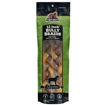 REDBARN BRAIDED BULLY STICKS 12&quot; 2pk