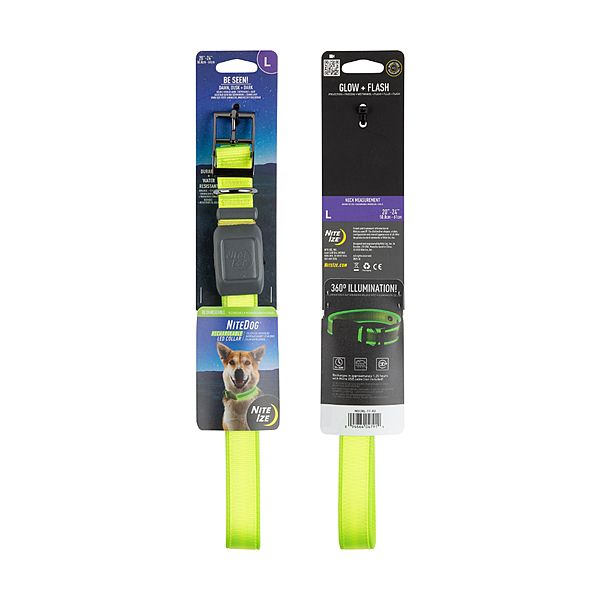 NITE IZE NITEDOG RECHARGEABLE LED COLLAR LIME LARGE 20&quot;-24&quot;