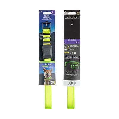 NITE IZE NITEDOG RECHARGEABLE LED COLLAR LIME LARGE 20&quot;-24&quot;