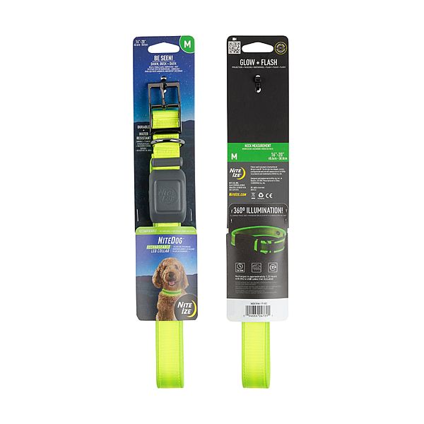 NITE IZE NITEDOG RECHARGEABLE LED COLLAR LIME MEDIUM 16&quot;-20&quot;