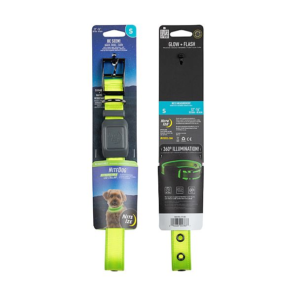 NITE IZE NITEDOG RECHARGEABLE LED COLLAR LIME SMALL 12&quot;-16&quot;