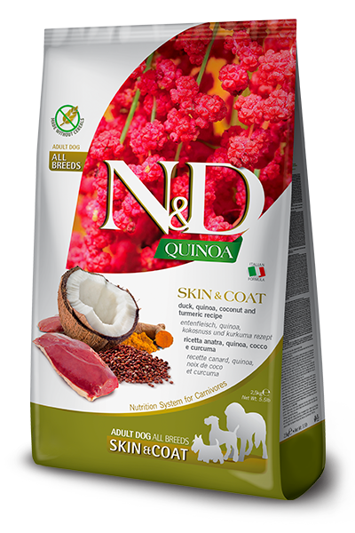 FARMINA N&amp;D DOG QUINOA SKIN &amp; COAT DUCK MED/MAX 5.5lb/2.5kg