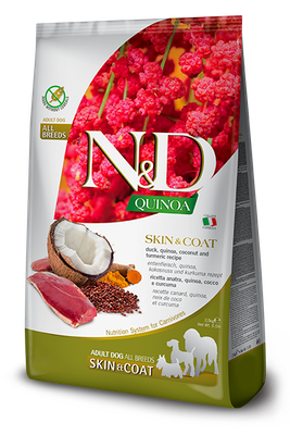 FARMINA N&amp;D DOG QUINOA SKIN &amp; COAT DUCK MED/MAX 5.5lb/2.5kg