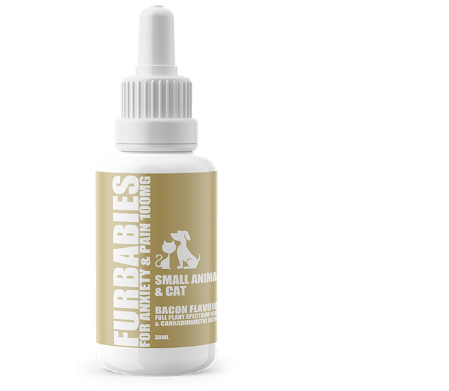 FURBABIES CANINE/FELINE ANXIETY &amp; PAIN RELIEF ORAL DROPS 25lb &amp; UNDER BACON FLAVOUR 100mg