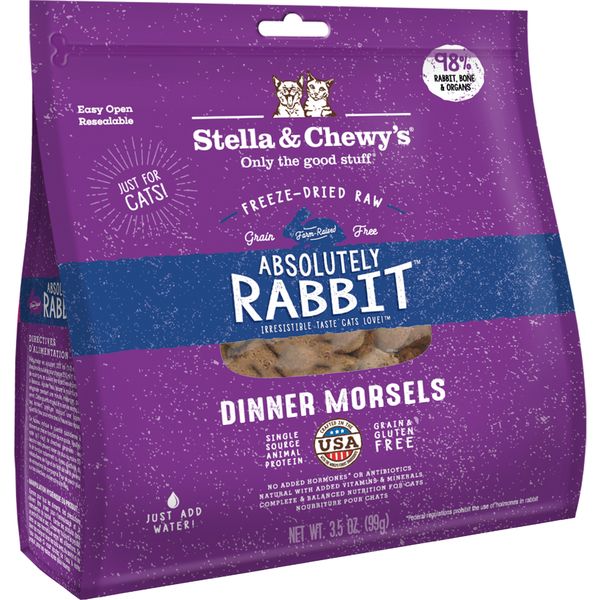 STELLA &amp; CHEWY CAT FREEZE DRIED ABSOLUTELY RABBIT DINNER MORSELS 3.5oz/99g