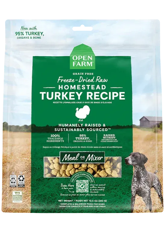 OPEN FARM DOG FREEZE DRIED HOMESTEAD TURKEY MORSELS 22oz/623g