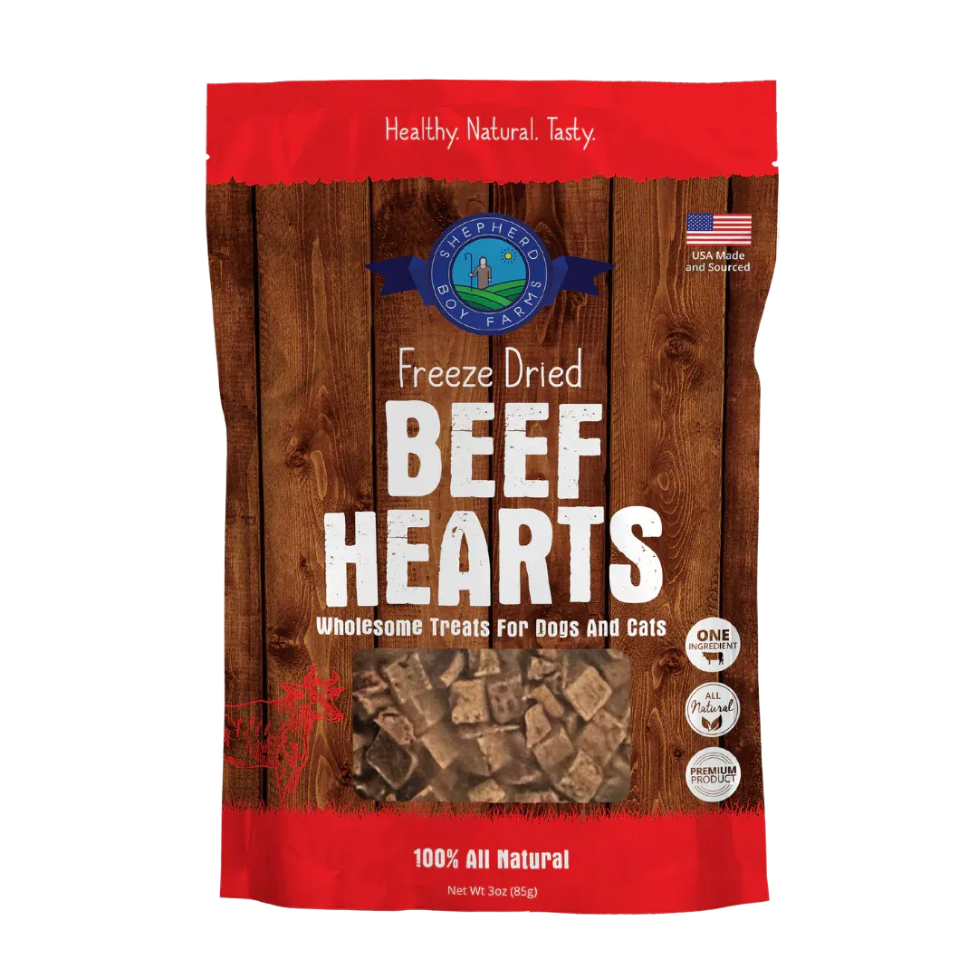 SHEPHERD BOY FARMS FREEZE DRIED BEEF HEARTS 8oz/227g