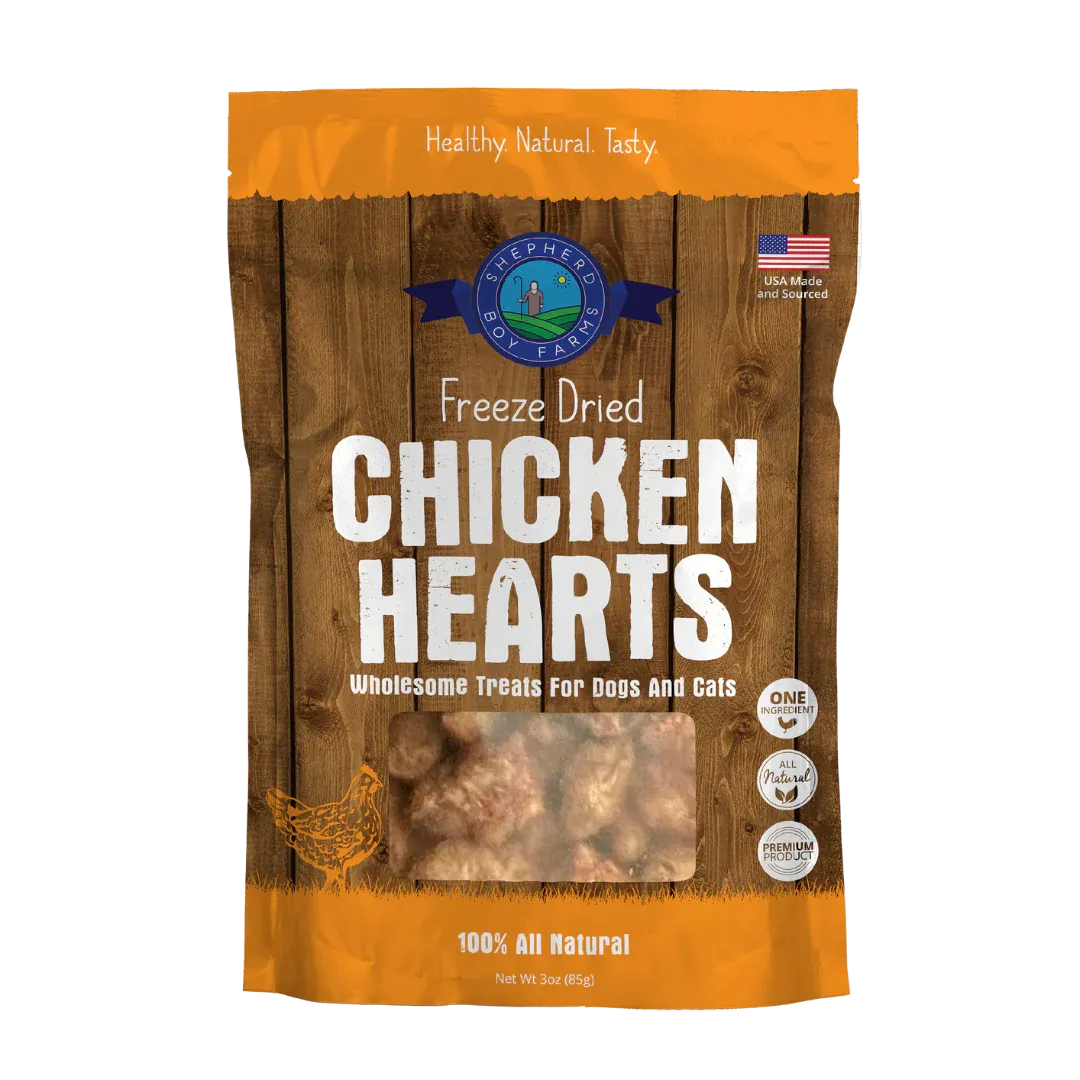 SHEPHERD BOY FARMS FREEZE DRIED CHICKEN HEARTS 8oz/227g