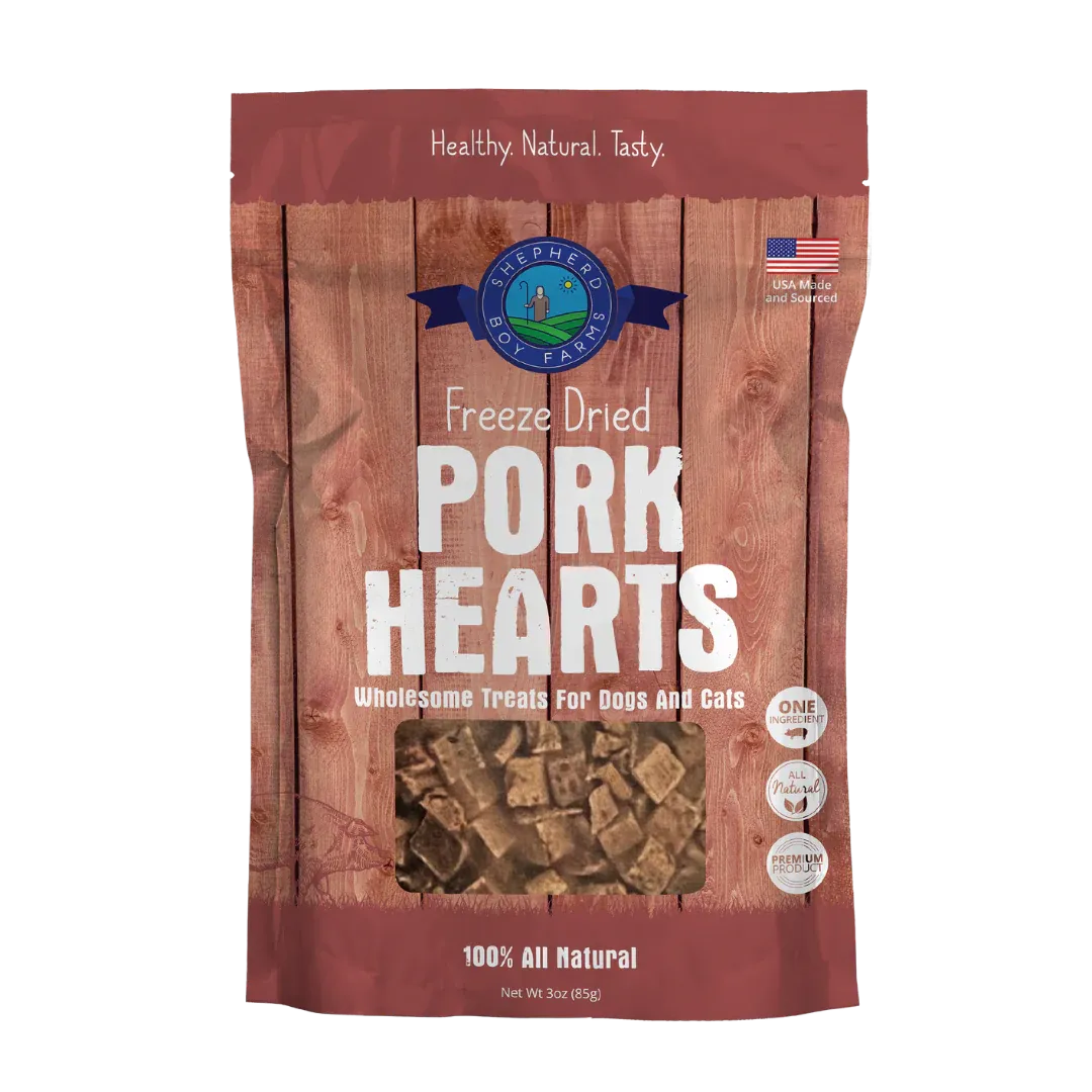 SHEPHERD BOY FARMS FREEZE DRIED PORK HEARTS 8oz/227g