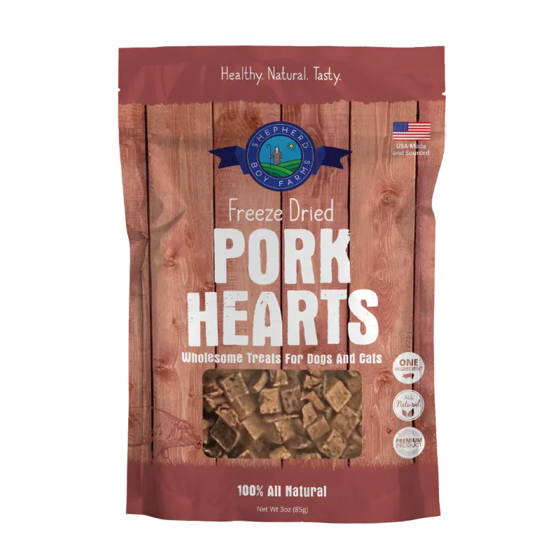 SHEPHERD BOY FARMS FREEZE DRIED PORK HEARTS 8oz/227g