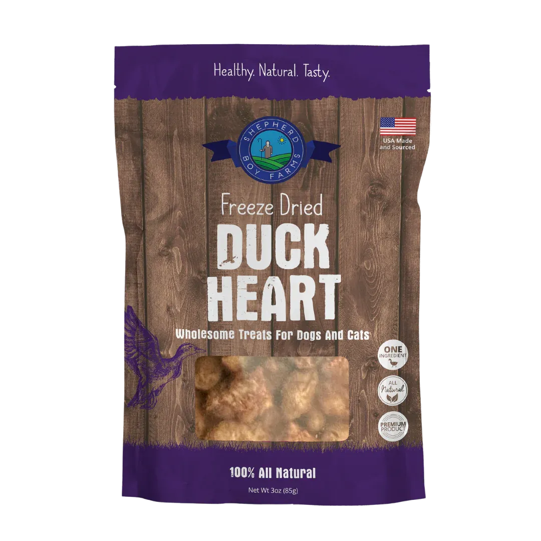 SHEPHERD BOY FARMS FREEZE DRIED DUCK HEARTS 8oz/227g