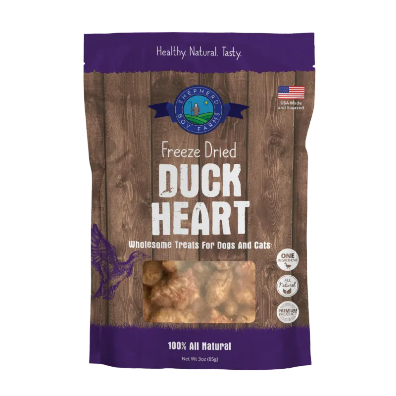 SHEPHERD BOY FARMS FREEZE DRIED DUCK HEARTS 8oz/227g