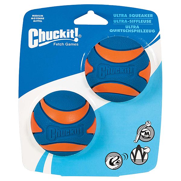 CHUCKIT! ULTRA SQUEAKER BALL MEDIUM 2pk