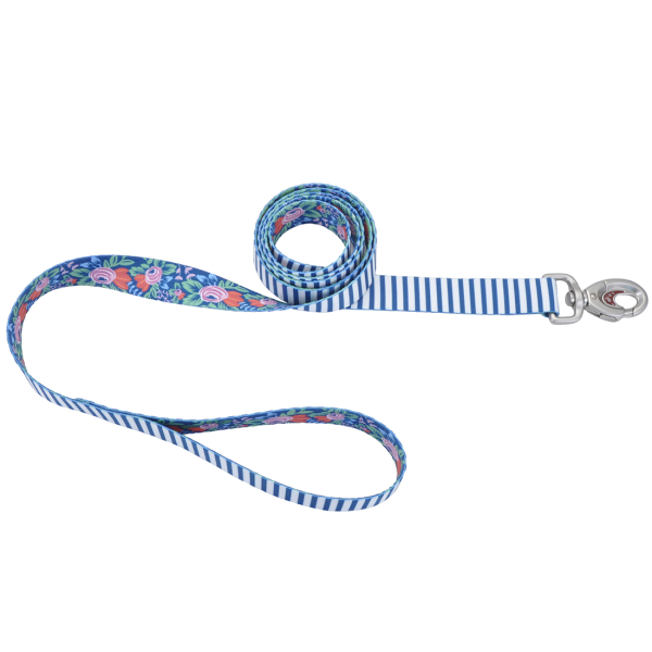 COASTAL SUBLIME LEASH TEAL STRIPE FLOWER 1&quot;x6&#39;