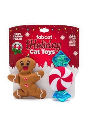 FABCAT GINGERBREAD &amp; PEPPERMINT CAT TOY