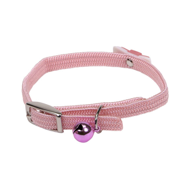 COASTAL LI&#39;L PALS ELASTIC KITTEN COLLAR WITH BOW PINK