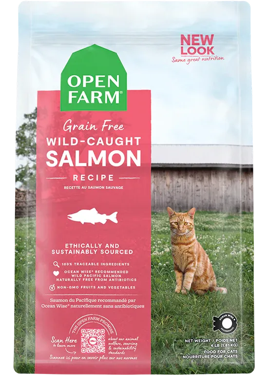 OPEN FARM CAT GRAIN FREE WILD CAUGHT SALMON 2lb/0.9kg