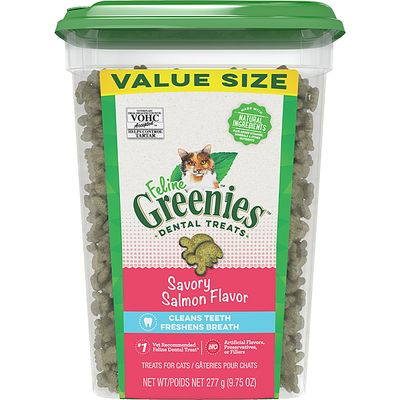 GREENIES FELINE DENTAL SAVOURY SALMON FLAVOUR VALUE SIZE 9.75oz/227g