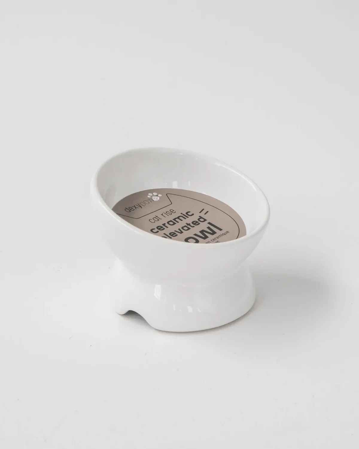 DEXYPAWS CERAMIC ELEVATED BOWL WHITE 7oz