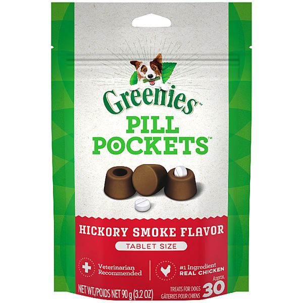 GREENIES DOG PILL POCKETS HICKORY SMOKE 30 TABLET SIZE 3.2oz