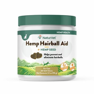 NATURVET CAT SOFT CHEWS HAIRBALL AID PLUS HEMP SEED 60ct 3.1oz/90g