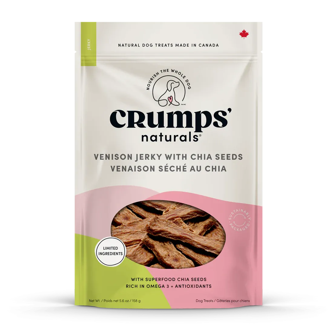 CRUMPS VENISON JERKY WITH CHIA SEEDS 5.6oz/158g